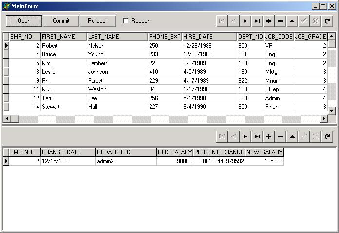 IBX Main Form Showing Data