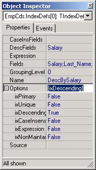 IndexDef in Object Inspector