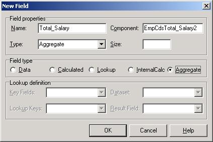Fields Editor defining aggregate