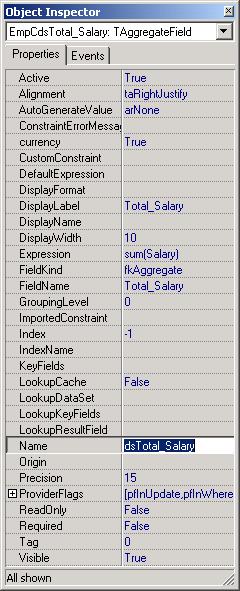 Object Inspecotr showin aggregate